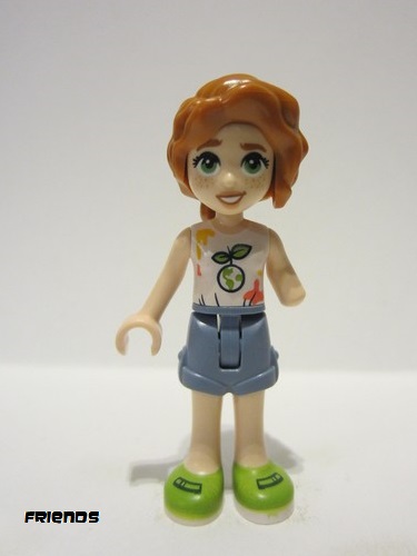 lego 2023 mini figurine frnd601 Autumn White Sleeveless Top, Sand Blue Shorts, Lime Shoes 