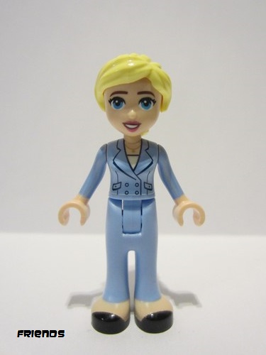 lego 2023 mini figurine frnd632 Stephanie Adult, Bright Light Blue Suit with Pockets and Buttons, Black Shoes 