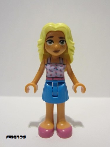 lego 2023 mini figurine frnd645 Dia Lavender Top with Berries, Dark Azure Skirt, Dark Pink Sandals 