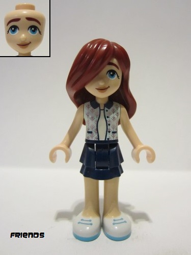 lego 2023 mini figurine frnd652 Paisley Light Aqua Vest, Dark Blue Skirt, White Shoes, Medium Azure Soles and Laces 