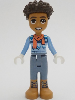 lego 2023 mini figurine frnd663 Aaron Bright Light Blue Sweater, Sand Blue Trousers, Medium Nougat Boots 