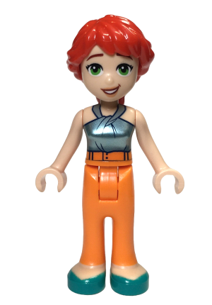 lego 2024 mini figurine frnd0681 Mia Adult, Metallic Blue Halter Top, Orange Pants, Dark Turquoise Shoes 
