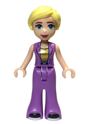 lego 2024 mini figurine frnd684 Stephanie Adult, Medium Lavender Suit with Gold Shirt, Black Shoes with White Soles 