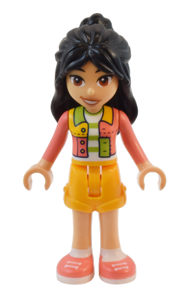 lego 2024 mini figurine frnd717 Liann Coral Jacket, Bright Light Orange Shorts, Coral Shoes 