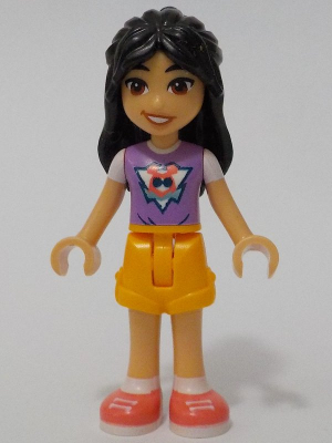 lego 2024 mini figurine frnd726 Liann Medium Lavender Top, Bright Light Orange Shorts, Coral Shoes 