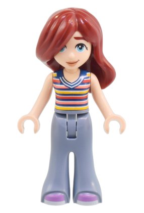 lego 2024 mini figurine frnd746 Paisley Striped Sleeveless Top, Sand Blue Trousers Bell-Bottoms, Medium Lavender Shoes 