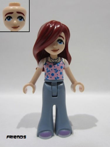 lego 2025 mini figurine frnd0800 Paisley Bright Pink Tank Top, Sand Blue Trousers Bell-Bottoms, Medium Lavender Shoes 