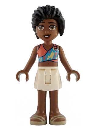 lego 2025 mini figurine frnd0825 Celine Coral, Medium Azure and Bright Light Yellow Top, White Skirt, Tan Sandals 