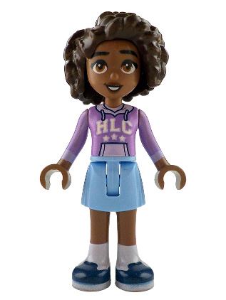 lego 2025 mini figurine frnd812 Aliya Medium Lavender Hoodie, Bright Light Blue Skirt, Dark Blue Shoes 