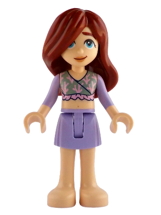 lego 2025 mini figurine frnd823 Paisley Sand Green Top, Lavender Skirt, Bare Feet 