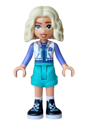 lego 2026 mini figurine frnd0901 Nova White Hoodie with Coral Hood, Dark Turquoise Shorts, Black Boots 