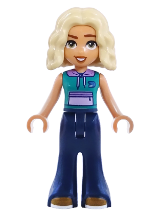 lego 2026 mini figurine frnd0904 Nova Dark Turquoise Sleeveless Hoodie, Dark Blue Trousers Bell-Bottoms, Dark Tan Shoes 
