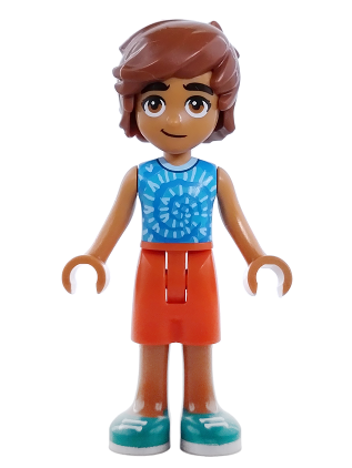 lego 2026 mini figurine frnd0905 Leo Blue Sleeveless Shirt with Spiral, Reddish Orange Shorts, Dark Turquoise Shoes 