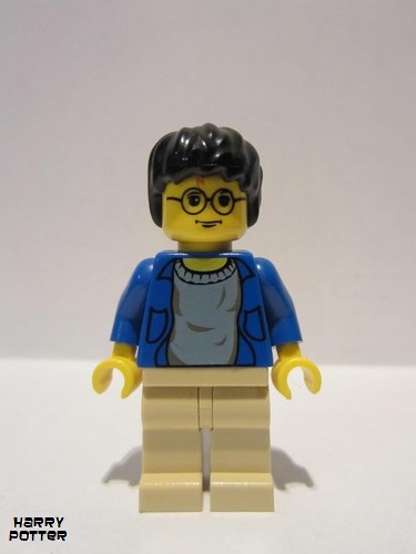 lego 2001 mini figurine hp004 Harry Potter Blue Open Shirt Torso, Tan Legs 