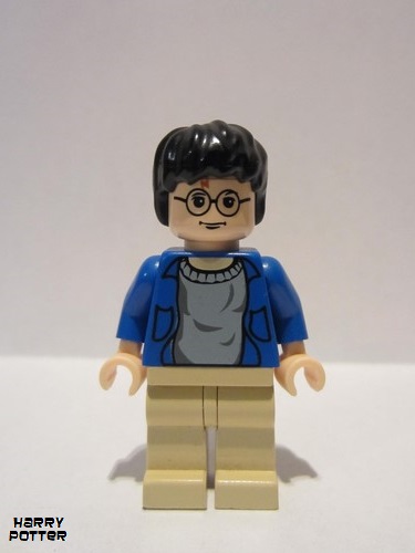 lego 2004 mini figurine hp059 Harry Potter Blue Open Shirt Torso, Tan Legs, Light Nougat Hands & Head 