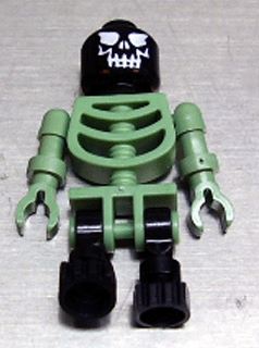 lego 2005 mini figurine gen014 Skeleton Sand Green with Black Legs and Black Head with Evil Skull 