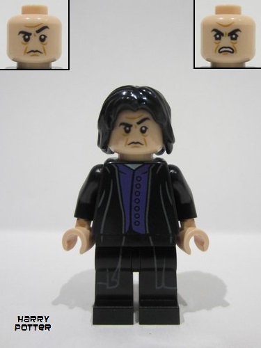 lego 2018 mini figurine hp134b Professor Severus Snape Dark Purple Shirt, Black Robes, Printed Legs, No Shirt Tail 