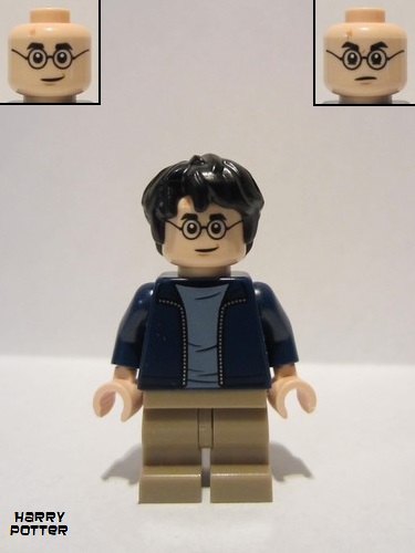 lego 2019 mini figurine hp175 Harry Potter Dark Blue Open Jacket, Dark Tan Medium Legs 