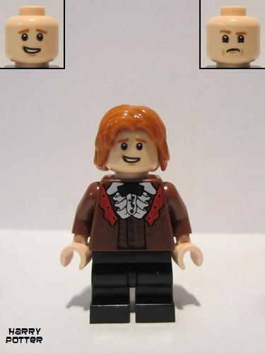 lego 2019 mini figurine hp185 Ron Weasley Reddish Brown Suit, Shirt with Ruffle 