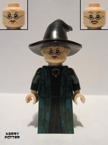 lego 2021 mini figurine hp274 Professor Minerva McGonagall Dark Green Robe and Cape, Hat with Hair 