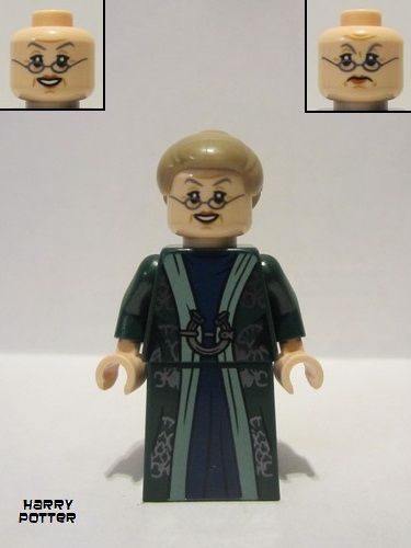 lego 2021 mini figurine hp293 Professor Minerva McGonagall Dark Green Robe, Dark Tan Hair 