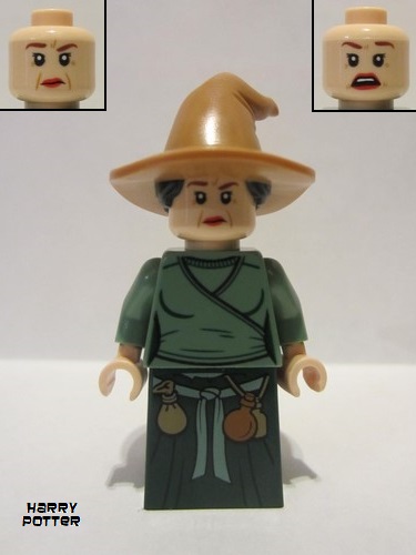 lego 2021 mini figurine hp302 Doris Crockford HP Wizarding World Female, Medium Nougat Hat, Sand Green Top, Dark Green Skirt 