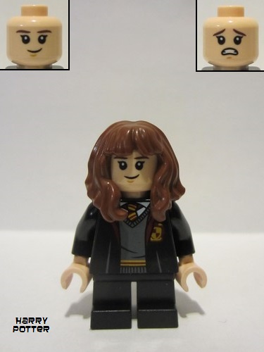 lego 2021 mini figurine hp315 Hermione Granger Gryffindor Robe Open, Sweater, Shirt and Tie, Black Short Legs 