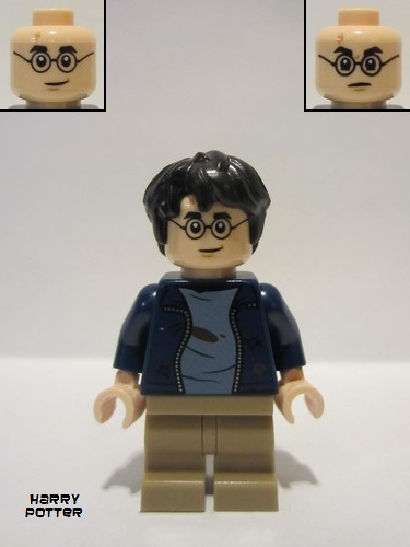 lego 2022 mini figurine hp326 Harry Potter Dark Blue Open Jacket with Tears and Blood Stains, Dark Tan Medium Legs 