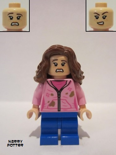 lego 2022 mini figurine hp365 Hermione Granger Bright Pink Jacket with Stains, Closed / Scared Mouth 