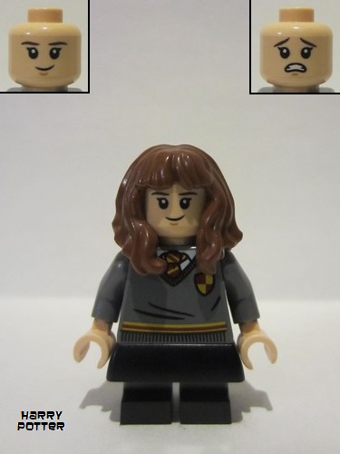 lego 2022 mini figurine hp368 Hermione Granger Gryffindor Sweater with Crest, Black Skirt, Black Short Legs with Dark Bluish Gray Stripes 