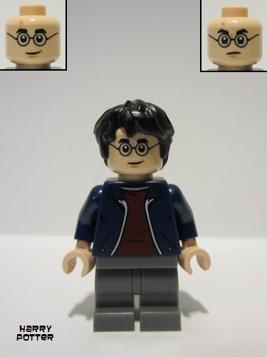lego 2022 mini figurine hp380 Harry Potter Dark Blue Open Jacket, Dark Red Shirt, Dark Bluish Gray Medium Legs 
