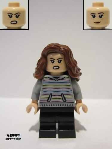 lego 2022 mini figurine hp383 Hermione Granger Striped Hoodie, Black Medium Legs 