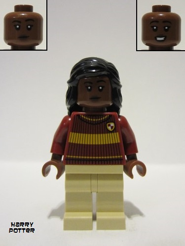 lego 2023 mini figurine hp397 Angelina Johnson Dark Red Gryffindor Quidditch Sweater, Tan Legs 