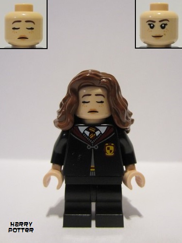 lego 2023 mini figurine hp415 Hermione Granger Black Gryffindor Robe and Medium Legs, Sleeping / Awake 