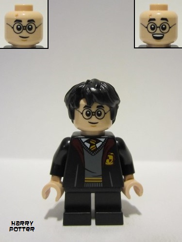 lego 2023 mini figurine hp438 Harry Potter Gryffindor Robe Open, Black Short Legs, Grin / Open Mouth Smile 