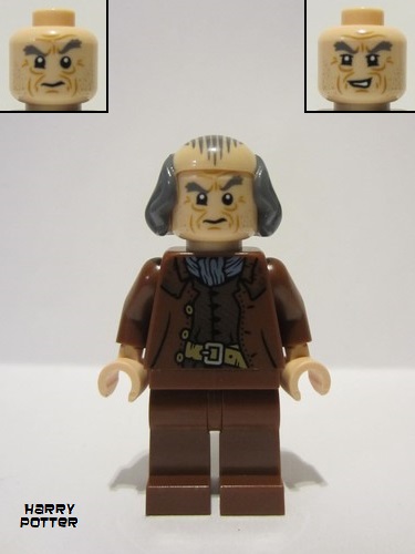 lego 2024 mini figurine hp478 Argus Filch Bald on Top, Reddish Brown Jacket, Plain Legs 