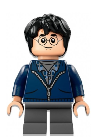 lego 2024 mini figurine hp495 Harry Potter Dark Blue Hoodie, Dark Bluish Gray Short Legs 