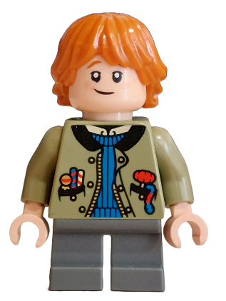 lego 2025 mini figurine hp550 Ron Weasley Olive Green Jacket, Blue Jumper 