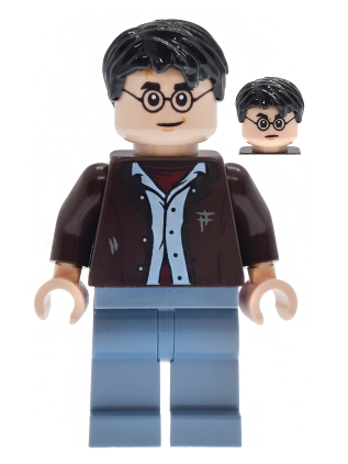 lego 2026 mini figurine hp597 Harry Potter Dark Brown Open Jacket, Sand Blue Legs 