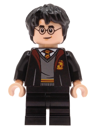 lego 2026 mini figurine hp605 Harry Potter Gryffindor Robe Open, Black Medium Legs, Hair Thick and Messy 