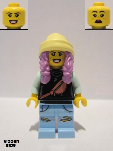 lego 2019 mini figurine hs003 Parker L. Jackson Black Top with Beanie (Open Mouth Smile / Scared) 