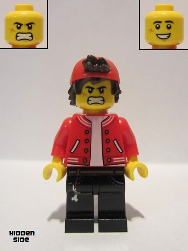 lego 2020 mini figurine hs052 Jack Davids Red Jacket with Backwards Cap (Large Smile with Teeth / Angry) 