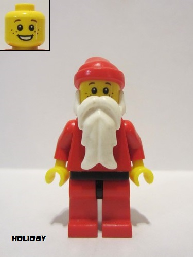 lego 2011 mini figurine hol012 Santa  Red Legs with Black Hips, Freckles