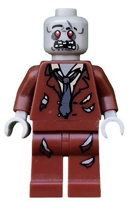 lego 2012 mini figurine mof018 Zombie Reddish Brown Suit 