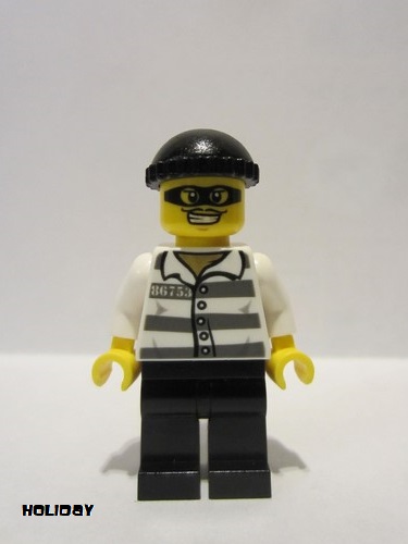 lego 2014 mini figurine hol041 Police - Jail Prisoner 86753 Prison Stripes, Black Knit Cap, Mask 