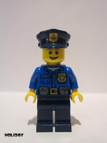 lego 2014 mini figurine hol042 Police Gold Badge, Police Hat, Open Grin 