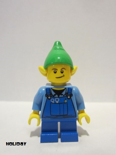 lego 2014 mini figurine hol045a Elf Blue Overalls, Black Dimple 