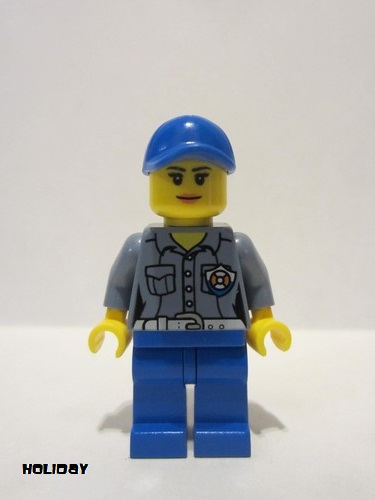 lego 2017 mini figurine hol107 Coast Guard City ATV Driver Female, Blue Legs, Blue Cap with Hole 