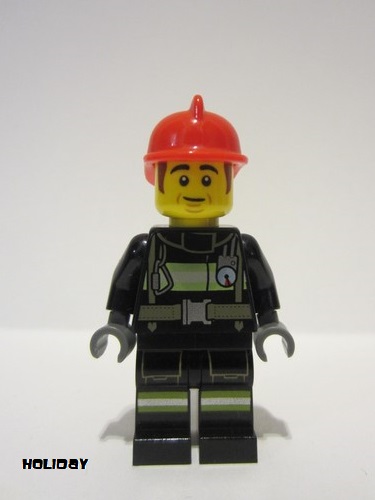 lego 2021 mini figurine hol248 Fire Fighter Bob, Red Hat 