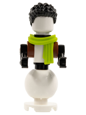 lego 2021 mini figurine hol252 Snowman Black Hair, Lime Scarf 